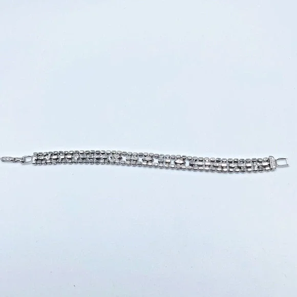 Vintage Eisenberg Ice Clear Rhinestone Triple Row Tennis Bracelet Dazzling 7